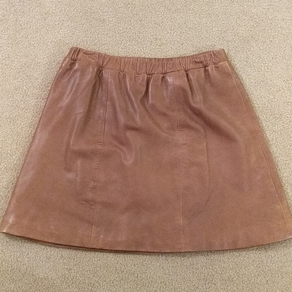 Mango Cognac Leather Skirt - Picture 2 of 4